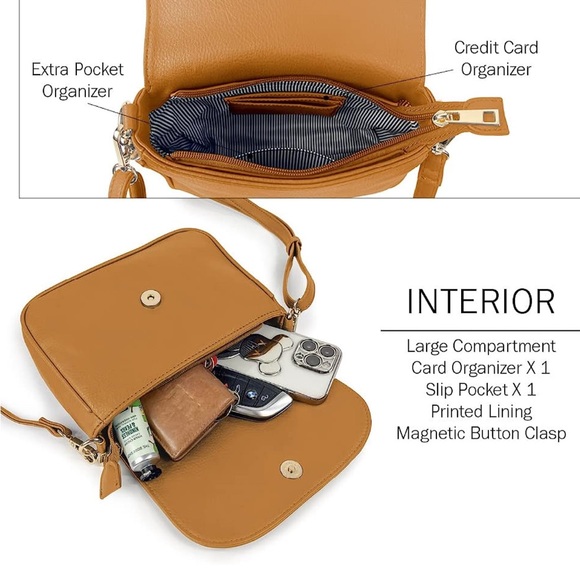 light brown crossbody saddle style purse - Picture 3 of 6